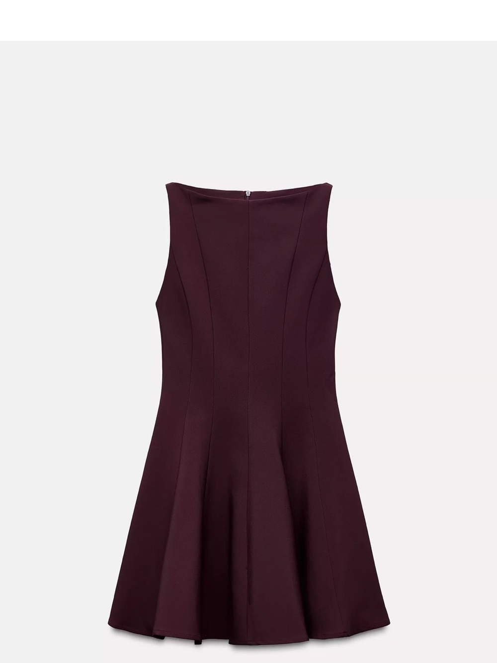 Zara Sleeveless Fit-and-Flare Dress in Burgundy